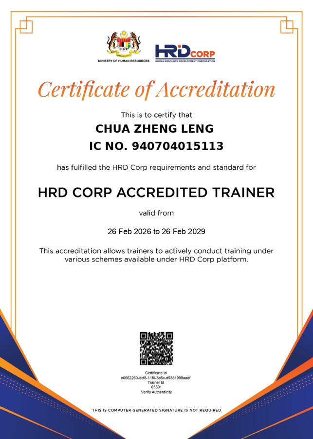HRD Corp Accredited Trainer 证书